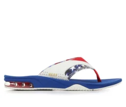 Boys' Little Kid & Big Kid Fanning Red White Blue Sandals|Reef