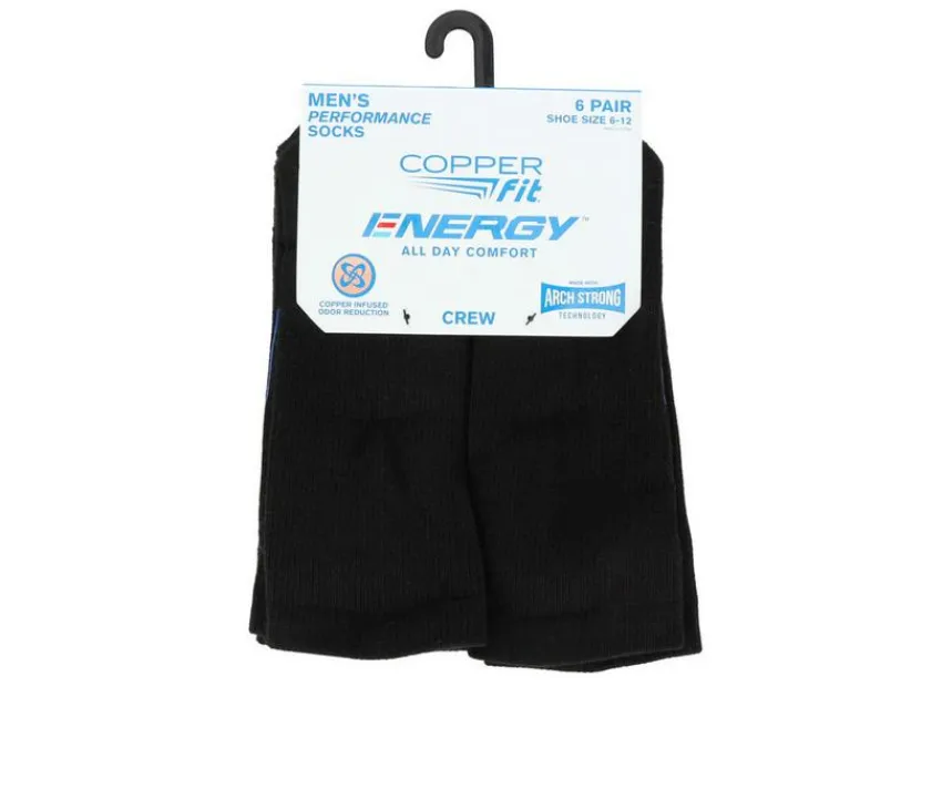 6 Pack Men's Energy Crew Socks|Copper Fit Best