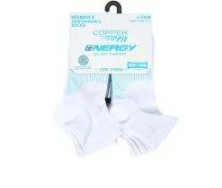 Copper Fit Socks>6 Pack Women's Energy Quarter Crew Socks