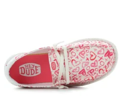 Girls' Little Kid & Big Kid Wendy Y Watercolor Hearts Casual Shoes|HEYDUDE Clearance