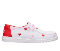 Girls' Wendy Youth Embroidered Hearts Boat Shoes|HEYDUDE