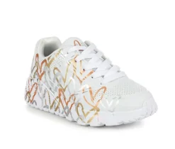 Girls' Little Kid & Big Kid Uno Lite Heart Metallic Wedge Sneakers|Skechers Street Clearance