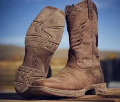 Men's Rebel Brown Distressed Flag Embroidery Western Boots|Durango