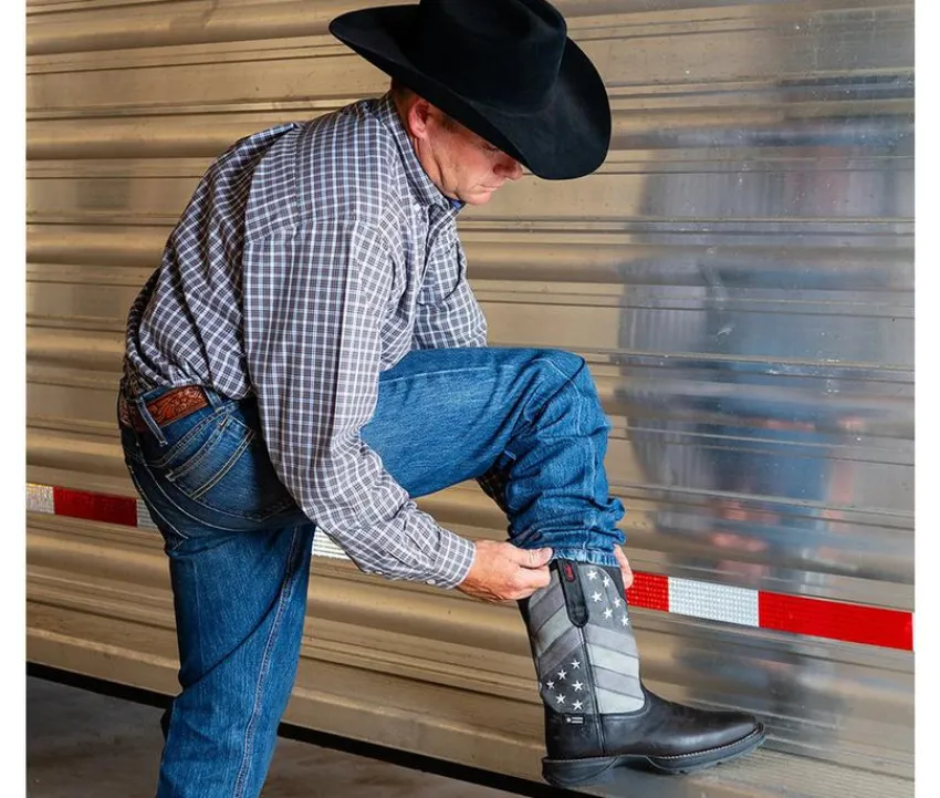 Durango Cowboy & Western|Boots>Men's Rebel Faded Black Flag Western Boot