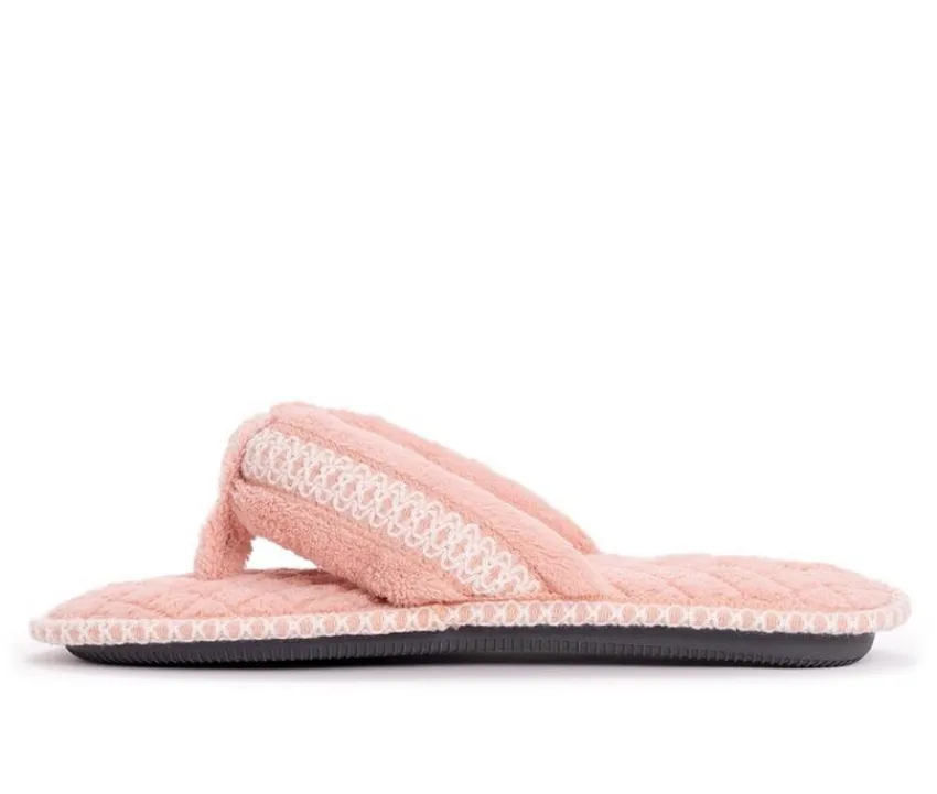 MUK LUKS Slippers|Slippers>Darlene Micro Chenille Thong Slippers