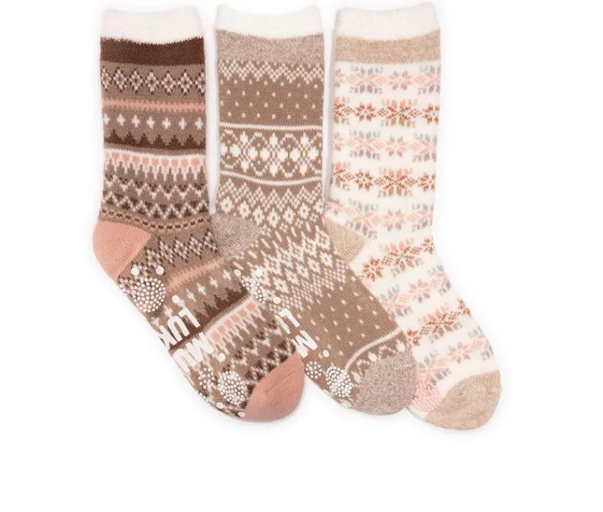 Tall Cozy Lined Lounge Sock 3 Pack Socks|MUK LUKS Best