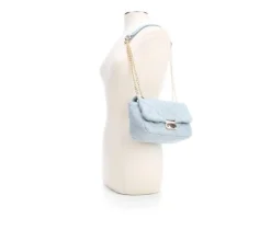 Denim Quilt Flap Chain Handbag|Olivia Miller New
