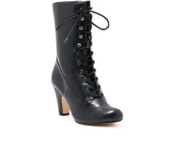 Women's Claire Lace Up Mid Calf Booties|Chelsea Crew Discount