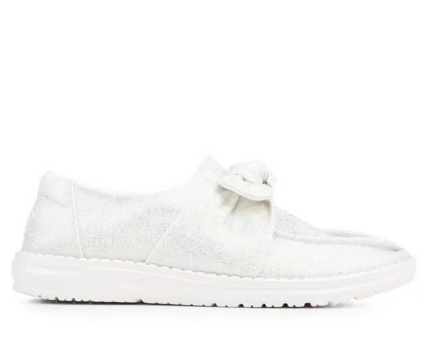 HEYDUDE Boat Shoes & Slip-Ons>Women's Wendy Bow Shimmer Metallic Casual Shoes