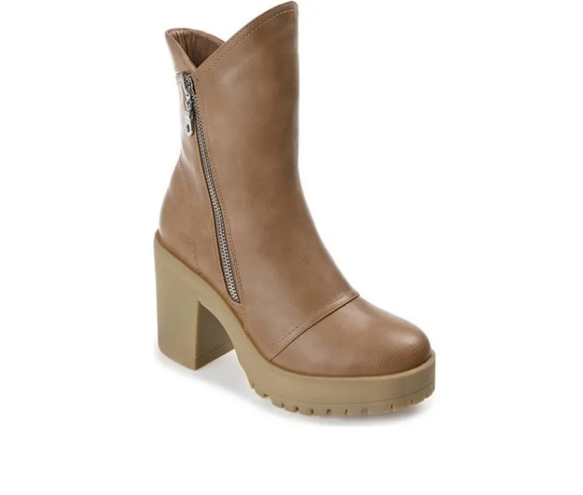 Women's Jaquie Block Heel Platform Booties|Journee Collection Outlet