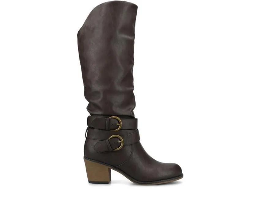 Journee Collection Moto|Tall>Women's Late Wide Calf Knee High Boots