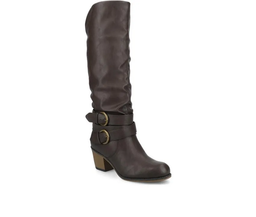Journee Collection Moto|Tall>Women's Late Wide Calf Knee High Boots