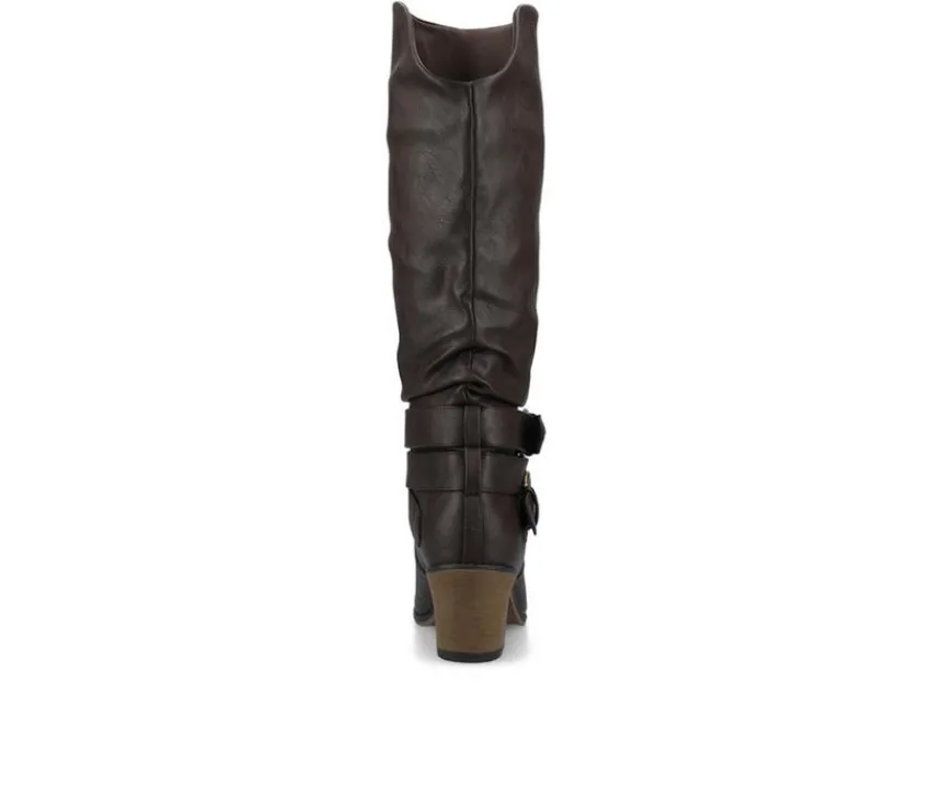 Journee Collection Moto|Tall>Women's Late Wide Calf Knee High Boots
