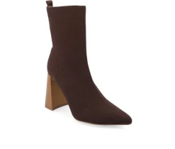 Women's Noralinn Heeled Stretch Knit Booties|Journee Collection Best