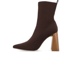Women's Noralinn Heeled Stretch Knit Booties|Journee Collection Best