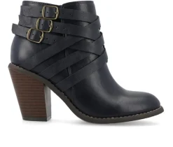 Women's Strap Wide Width Booties|Journee Collection Outlet