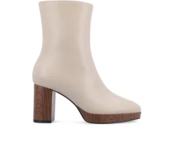 Women's Romer Block Heeled Platform Booties|Journee Collection Clearance