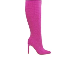 Women's Diamond Knee High Stiletto Boots|Lady Couture Hot