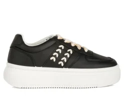 London Rag Platform>Women's Cross Stitch Platform Sneakers