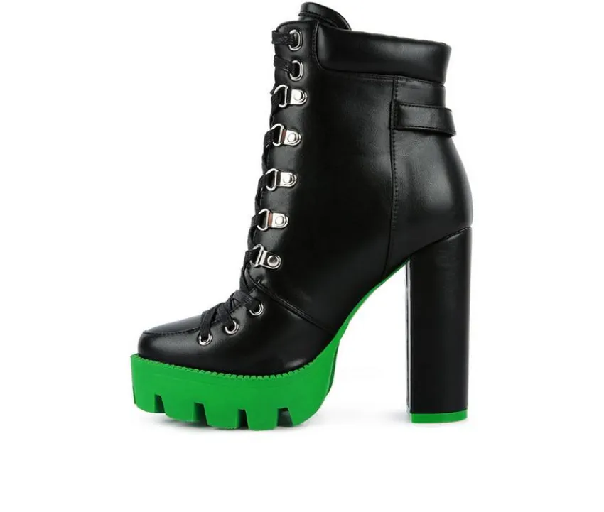 London Rag Moto|Lace Up>Women's Larch Lace Up Platform Booties