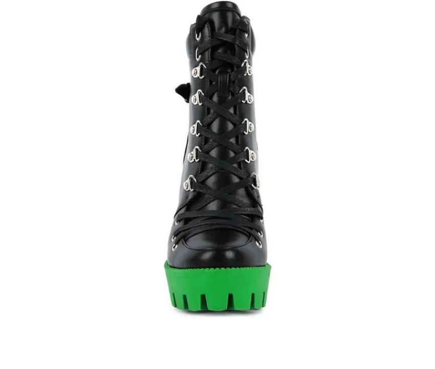 London Rag Moto|Lace Up>Women's Larch Lace Up Platform Booties