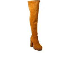 London Rag Dress>Women's Maple Over The Knee Heeled Boots