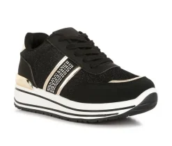 Women's Metallic Panel Platform Sneakers|London Rag