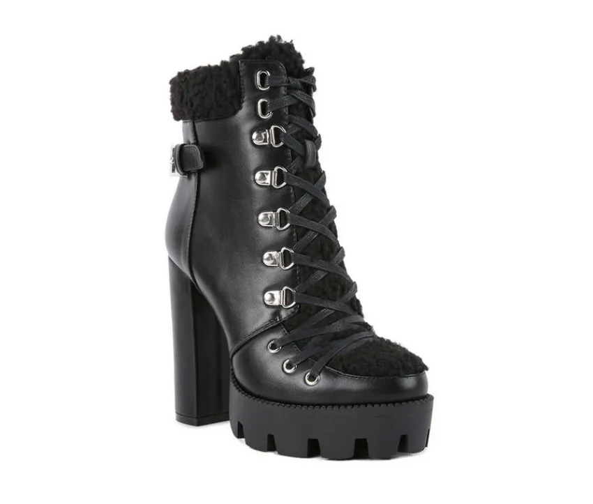 London Rag Lace Up|Dress>Women's Pines Lace Up Heeled Platform Boots