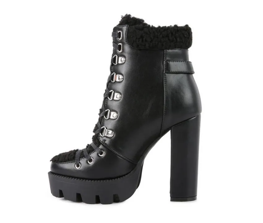 London Rag Lace Up|Dress>Women's Pines Lace Up Heeled Platform Boots