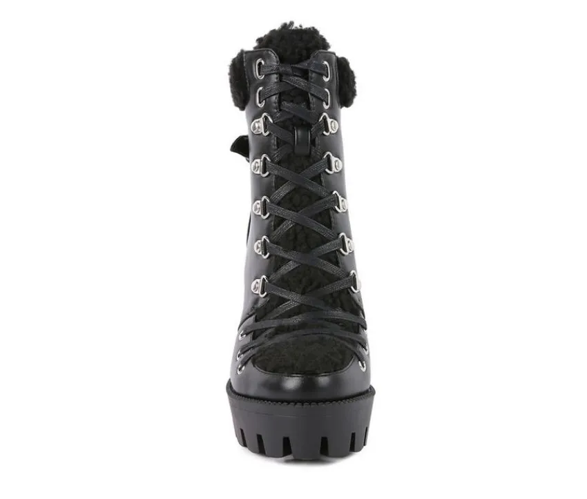 London Rag Lace Up|Dress>Women's Pines Lace Up Heeled Platform Boots