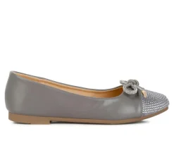 London Rag Flats>Women's Rhinestone Toe Cap Flats