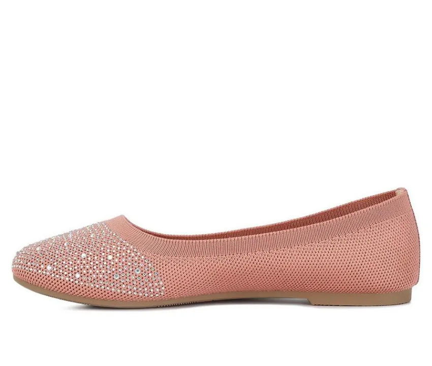 London Rag Flats>Women's Rhinestone Ballet Flats
