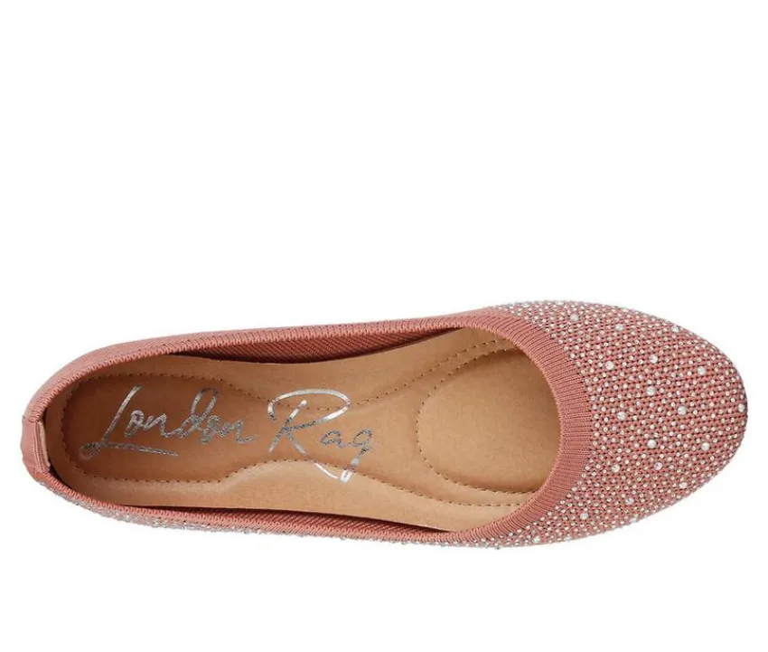 London Rag Flats>Women's Rhinestone Ballet Flats