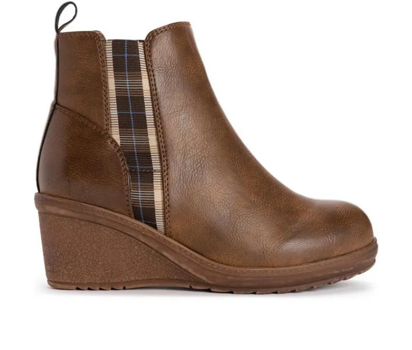 MUK LUKS Dress|Chelsea>Women's England Oxford Wedge Booties
